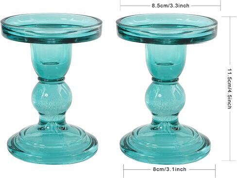 4 Pcs Glass Candle Holders Green, ViViTOP Taper Pillar Candle Holders Set, Candlestick Holders Candles Tealight Stand for Wedding Centerpieces Home Decorations Dining Table in Saudi Arabia