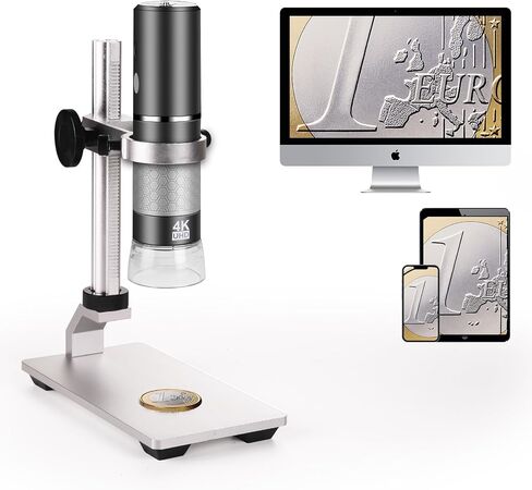 WiFi Digital Microscope for iPhone Android Phone and Mac Windows PC | 50-1000X Magnification Wireless Portable Microscope with Adjustable Metal Stand and Carrying Bag, HD 1080P/720P Video Record in Saudi Arabia