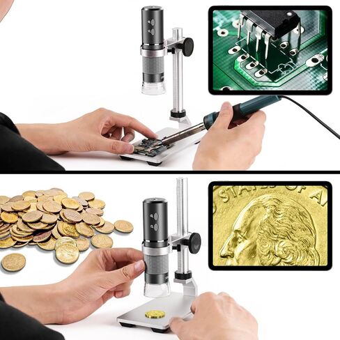WiFi Digital Microscope for iPhone Android Phone and Mac Windows PC | 50-1000X Magnification Wireless Portable Microscope with Adjustable Metal Stand and Carrying Bag, HD 1080P/720P Video Record in Saudi Arabia