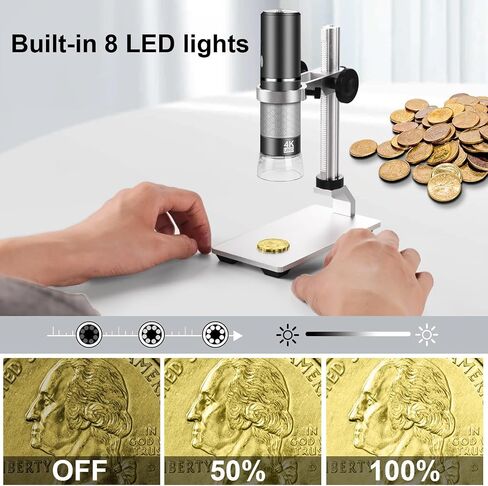 WiFi Digital Microscope for iPhone Android Phone and Mac Windows PC | 50-1000X Magnification Wireless Portable Microscope with Adjustable Metal Stand and Carrying Bag, HD 1080P/720P Video Record in Saudi Arabia