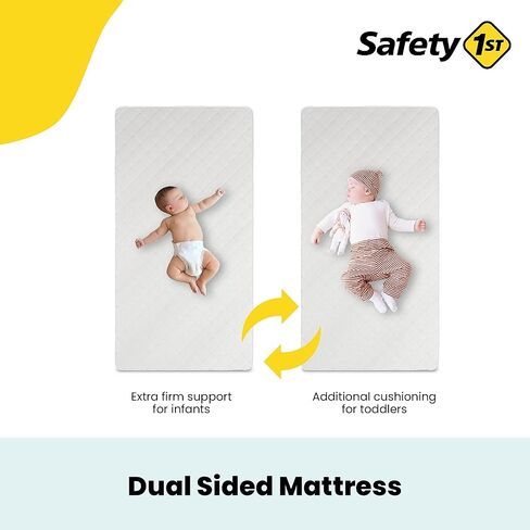 Safety 1st Polypropylene Vinyl Cover Heavenly Dreams Deluxe Dual 2-in-1 Baby Crib and Toddler Mattress, Waterproof and Stain Resistant Cover,Firm, White in Kuwait