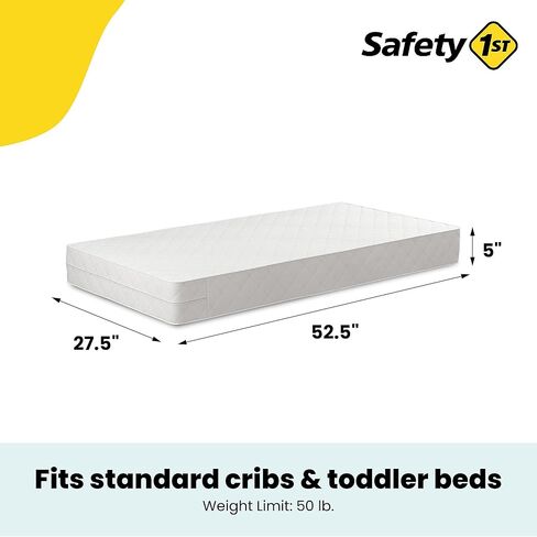Safety 1st Polypropylene Vinyl Cover Heavenly Dreams Deluxe Dual 2-in-1 Baby Crib and Toddler Mattress, Waterproof and Stain Resistant Cover,Firm, White in Kuwait