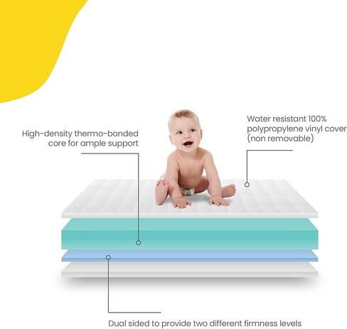 Safety 1st Polypropylene Vinyl Cover Heavenly Dreams Deluxe Dual 2-in-1 Baby Crib and Toddler Mattress, Waterproof and Stain Resistant Cover,Firm, White in Kuwait