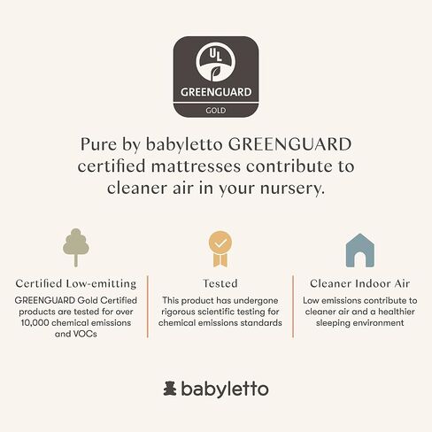 Babyletto Pure Core Crib Mattress, Dry Waterproof Cover, 2-Stage, Greenguard Gold Certified in Saudi Arabia