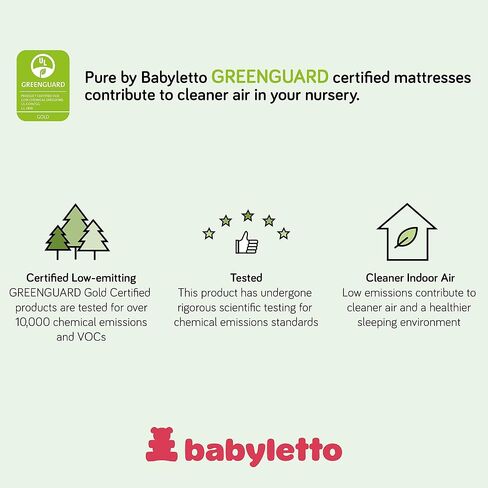 Babyletto Pure Core Crib Mattress, Dry Waterproof Cover, 2-Stage, Greenguard Gold Certified in Saudi Arabia