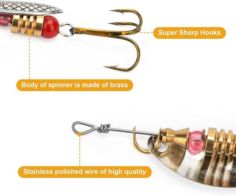 مجموعة طعوم سكونكايك الدوارة، طعوم صيد للمياه العذبة، ملونة، ساطعة، أوزان نحاسية، مجموعة طعوم دوارة معدنية صلبة غير قابلة للصدأ مع صندوق أدوات الصيد... in Kuwait