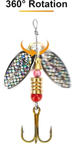 مجموعة طعوم سكونكايك الدوارة، طعوم صيد للمياه العذبة، ملونة، ساطعة، أوزان نحاسية، مجموعة طعوم دوارة معدنية صلبة غير قابلة للصدأ مع صندوق أدوات الصيد... in Kuwait