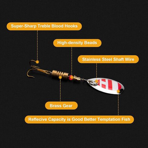 مجموعة طعوم سكونكايك الدوارة، طعوم صيد للمياه العذبة، ملونة، ساطعة، أوزان نحاسية، مجموعة طعوم دوارة معدنية صلبة غير قابلة للصدأ مع صندوق أدوات الصيد... in Kuwait