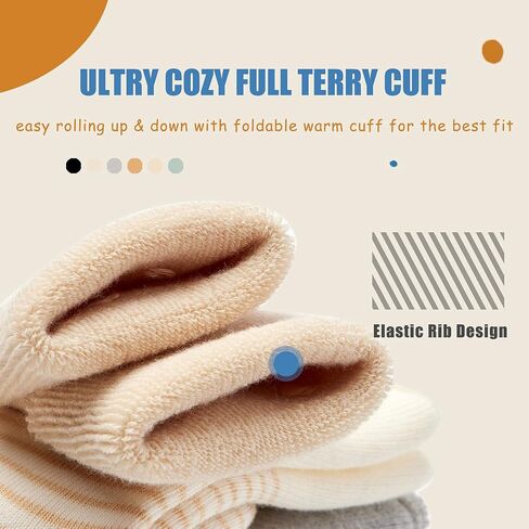 Baby Non Slip Warm Socks Baby Boys Thick Winter Socks with Grips for Baby Girls Non Skid Socks 6 Pack in Kuwait