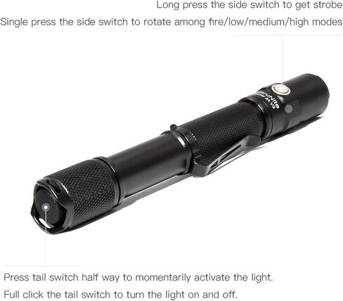 مصباح يدوي ThruNite LED Archer 2A V3 500 Lumens CREE Mini AA مع حبل، IPX8 مقاوم للماء بمفتاح مزدوج ضوء فلاش خارجي للمشي لمسافات طويلة والتخييم والاستخدام اليومي، EDC - CW in Kuwait
