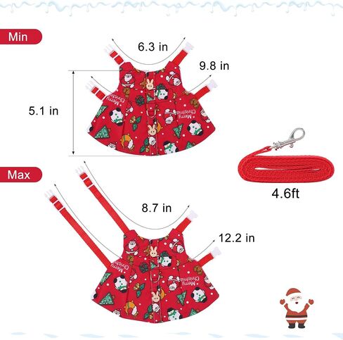 Filhome Adjustable Christmas Rabbit Harness and Leash Set, Small Animal Christmas Costume Bunny Clothes Santa Snowman Pattern Outfit for Ferret Guinea Pig Rabbit Bunny Hamster(Red/M) in Saudi Arabia