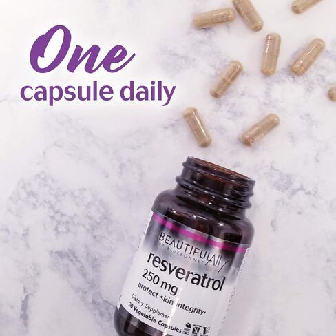 Bluebonnet Nutrition Beautiful Ally Resveratrol 500mg، الأفضل للبشرة، مضاد للأكسدة، مغذيات الجمال، نباتي، نباتي، غير معدّل وراثيًا، خالي من الغلوتين، خالي من الصويا، 30 كبسولة نباتية، 30 وجبة in Saudi Arabia