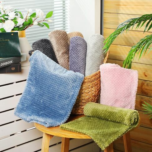 8 Pieces Dog Blanket, Soft Fuzzy Blankets for Puppy Fluffy Fleece Dog Blanket, Plush Fleece Throw for Dog Cat Bed, Guinea Pig Fleece Cage Liners, Couch, Sofa, Travel Warm Covers (24 x 32 Inch) in Saudi Arabia