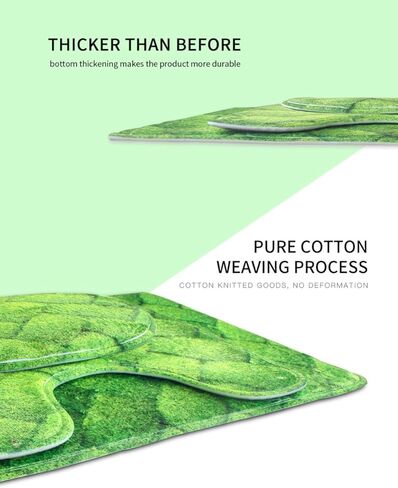 مجموعة سجاد الحمام الفاخرة PZZ BEACH مكونة من 3 قطع، سجادة حمام مقاومة للانزلاق بطباعة مخملية رخامية فيروزية + حصيرة محيطية + غطاء مقعد المرحاض in Kuwait