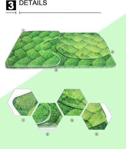 مجموعة سجاد الحمام الفاخرة PZZ BEACH مكونة من 3 قطع، سجادة حمام مقاومة للانزلاق بطباعة مخملية رخامية فيروزية + حصيرة محيطية + غطاء مقعد المرحاض in Kuwait