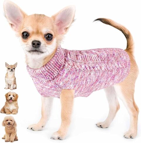 سترة Lukovee للكلاب الصغيرة - سترة للكلاب بياقة مدورة مع فتحة للمقود، بلوفر دافئ منسوج بكابل للشتاء والخريف ملابس للكلاب الصغيرة للكلاب الصغيرة والمتوسطة والبنات (أزرق، XS) in Kuwait