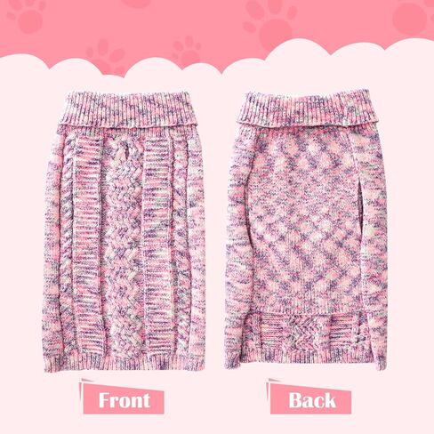 سترة Lukovee للكلاب الصغيرة - سترة للكلاب بياقة مدورة مع فتحة للمقود، بلوفر دافئ منسوج بكابل للشتاء والخريف ملابس للكلاب الصغيرة للكلاب الصغيرة والمتوسطة والبنات (أزرق، XS) in Kuwait