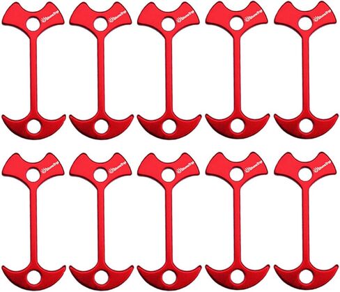 10pcs Fishbone Tent Stakes Pegs Lengthen Deck Nail Anchor Stopper Guyline Tensioner Camping Accessories(Red) in Kuwait