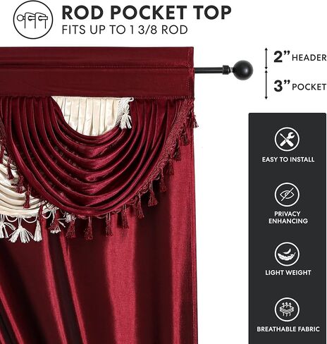 Regal Home Collections Amore Curtains 5-Piece Window Curtain Set - 54-Inch W x 84-Inch L Panels with Attached Valance and 2 Tiebacks - Bedroom Curtains and Living Room Curtains (Brick) in Kuwait