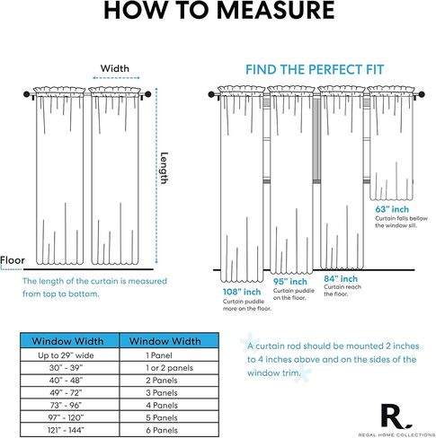 Regal Home Collections Amore Curtains 5-Piece Window Curtain Set - 54-Inch W x 84-Inch L Panels with Attached Valance and 2 Tiebacks - Bedroom Curtains and Living Room Curtains (Brick) in Kuwait