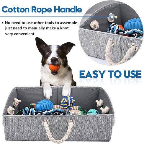 صندوق ألعاب الكلاب من MYFAMIREA، سلة تخزين ألعاب كبيرة للكلاب قابلة للطي، سلة تنظيم الصدر مثالية لألعاب الحيوانات الأليفة والملابس والبطانيات والمقاود والطعام in Kuwait