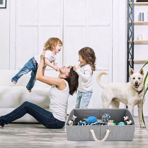 صندوق ألعاب الكلاب من MYFAMIREA، سلة تخزين ألعاب كبيرة للكلاب قابلة للطي، سلة تنظيم الصدر مثالية لألعاب الحيوانات الأليفة والملابس والبطانيات والمقاود والطعام in Kuwait
