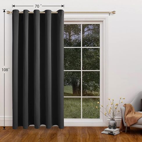 LORDTEX ستائر مقسمة للغرفة باللون الرمادي الداكن - شاشات مقسمة للغرفة ذات خصوصية كاملة، ستارة تعتيم واسعة لغرفة المعيشة وغرفة النوم، باب منزلق، لوحة واحدة، عرض 8.3 قدم × طول 7 أقدام in Kuwait