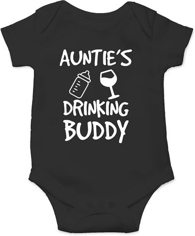 CBTwear Auntie's Drinking Buddy - عمتي هي الأفضل - بدلة أطفال لطيفة من قطعة واحدة in Kuwait