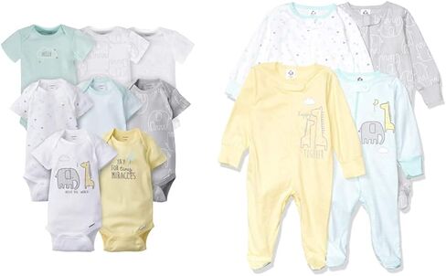 مجموعة ملابس Gerber مكونة من 8 قطع بأكمام قصيرة ومجموعة ملابس Sleep 'N Play مكونة من 4 قطع in Kuwait