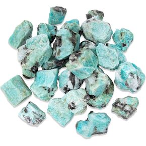 1/2 lb Amazonite Rough Stones - Natural Raw Crystals for Tumbling Cabbing Polishing Wire Wrapping Lapidary & Jewelry Making - Fountain Decoration Rocks - Reiki Yoga & Wicca Healing - Bulk Rocks