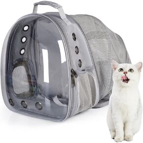 Cat Backpack Carrier Expandable Ventilate Transparent Pet Dog Backpack for Large Cats Hiking, Travel, Outdoor, Airline-Approved Space Capsule Backpack,Black