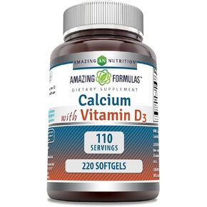 Amazing Formulas Calcium with Vitamin D3 Softgels Supplement | Non-GMO | Gluten-Free (120 Count) in Saudi Arabia