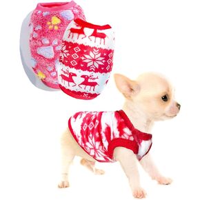 2 Pieces XXS Chihuahua Sweater Cute Small Dog Sweater Fleece Puppy Sweater Winter Extra Small Dog Sweater Pet Dachshund Sweater Dog Clothing
