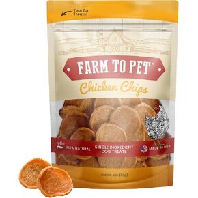 Farm To Pet - Dog Training Treats - Chicken Chips, Single Ingredient, Lean, All Natural, Healthy Dog Treats for Small, Medium, Large Breeds, & Puppies, Made in USA