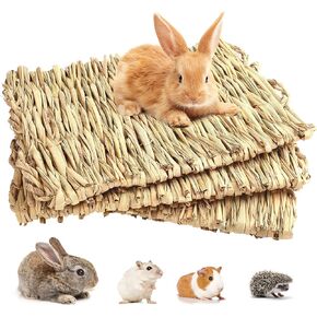 PrimePets Grass Mat for Rabbits Bunny, 3 Pack, Woven Hay Mat for Small Animals, Natural Straw Bedding Resting Cage Mat for Guinea Pig Parrot Chinchilla Hamster Rat in Kuwait