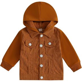 Toddler Baby Boys Girls Corduroy Jacket Casual Long Sleeve Button Down Lapel Hoodie Coat Baby Cardigan Tops Outwear