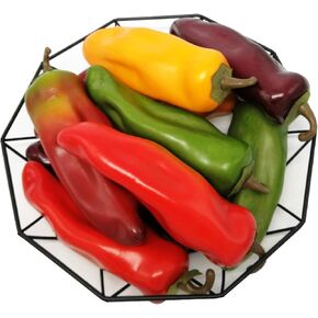 J-Rijzen 10pcs Fake Chili Pepper Artificial Vegetables Vivid Mixed Colors Artificial Hot Peppers for Home Kitchen Fruit Shop Supermarket Desk Decorations Or Props in Kuwait