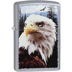Zippo Eagles Dare Pocket Lighter - Refillable Flip-Top Windproof Lighters - Fierce Soaring Eagle Patriotic Design Pocket Lighters - Luxury Metal Lighter Made in USA in Kuwait