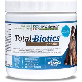 NWC Naturals Total-Biotics, Cat & Dog Probiotics for Digestive Health with Prebiotic, Unflavored Probiotic for Dogs & Cats, Supplement for Gut, Skin, Coat, Upset Stomach Relief, 365 Servings, 8 Ounces in Saudi Arabia