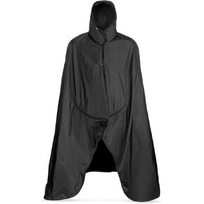 Mambe Small Extreme Weather Hooded Blanket Black - 100% Waterproof and Windproof with Premium Stuff Sack - Perfect for Stadiums and Watching Sports Activities - Machine Washable Fleece
