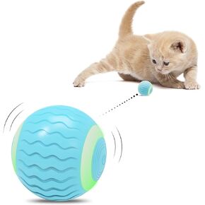 Interactive Cat Toys Ball, Smart Automatic Rolling Kitten Toys, USB Rechargeable Motion Ball + Spinning Led Light with Timer Function, The Best Entertainment Exercise Gift for Your Kitty