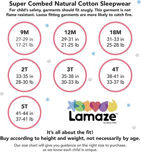 Lamaze Baby Girls' Super Combed Natural Cotton Tight Fit Short Sleeve Sleepwear 2 Piece Set, Footless, 1 Pack in Saudi Arabia