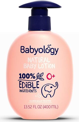 Babyology - 100% Edible Ingredients - Organic Baby Lotion - Clinically Tested - Calming & Rich Moisture for Sensitive Skin - Daily Care - Non-scented (13.5 Fl Oz (Pack of 2)) in Kuwait