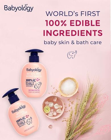 Babyology - 100% Edible Ingredients - Organic Baby Lotion - Clinically Tested - Calming & Rich Moisture for Sensitive Skin - Daily Care - Non-scented (13.5 Fl Oz (Pack of 2)) in Kuwait