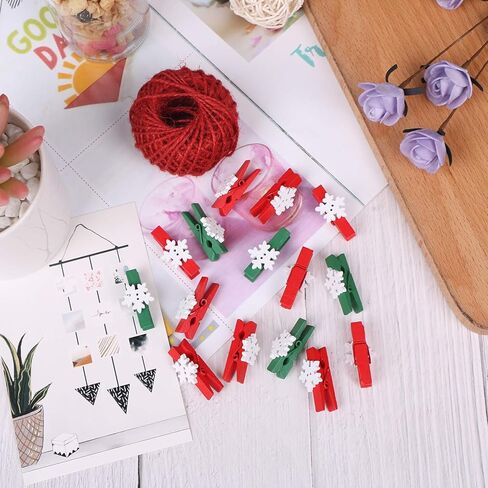 100 قطعة مشابك خشبية ندفة الثلج، مشابك صغيرة خشبية طبيعية للصور الوثاق دبوس الغسيل in Kuwait