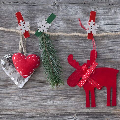 100 قطعة مشابك خشبية ندفة الثلج، مشابك صغيرة خشبية طبيعية للصور الوثاق دبوس الغسيل in Kuwait