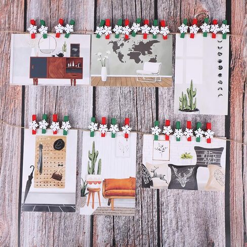 100 قطعة مشابك خشبية ندفة الثلج، مشابك صغيرة خشبية طبيعية للصور الوثاق دبوس الغسيل in Kuwait