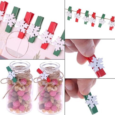 100 قطعة مشابك خشبية ندفة الثلج، مشابك صغيرة خشبية طبيعية للصور الوثاق دبوس الغسيل in Kuwait