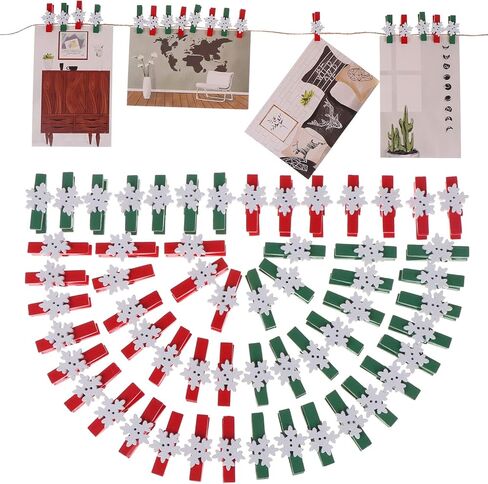 100 قطعة مشابك خشبية ندفة الثلج، مشابك صغيرة خشبية طبيعية للصور الوثاق دبوس الغسيل in Kuwait