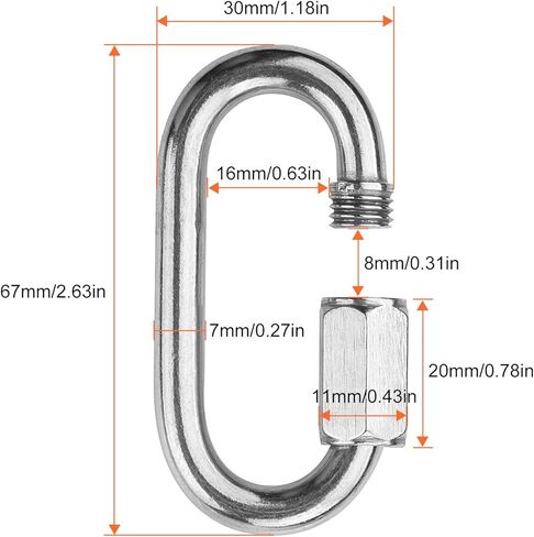 STARVAST M7 Quick Link Oval Carabiner 8pcs 7mm Quick Links Chain Connector Locking Carabiner Clip for Outdoor (Shade Sails) and Indoor Equipment (Chandelier) in Kuwait